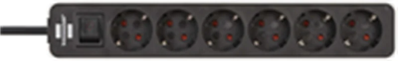 Brennenstuhl 1153260020, 1,5 m, IP20, Schwarz, Weiß, 6 AC-Ausgänge, 350 mm, 70 mm