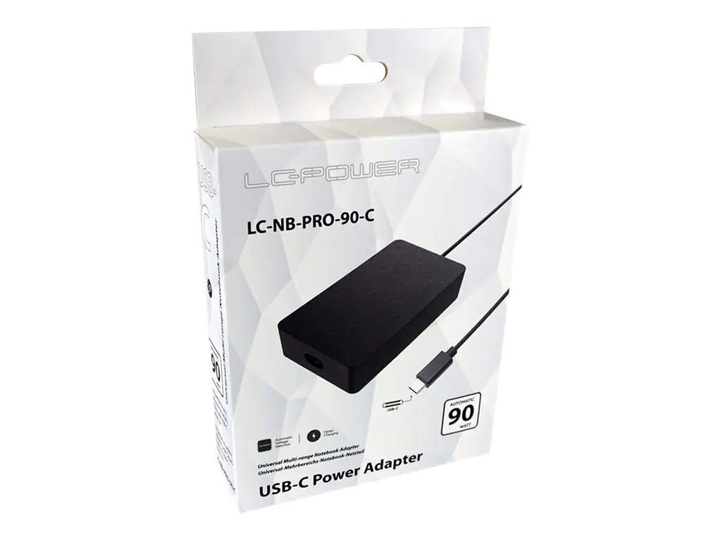 LC Power LC-NB-PRO-90-C - Netzteil - 90 Watt - 4.5 A (24 pin USB-C) - Schwarz