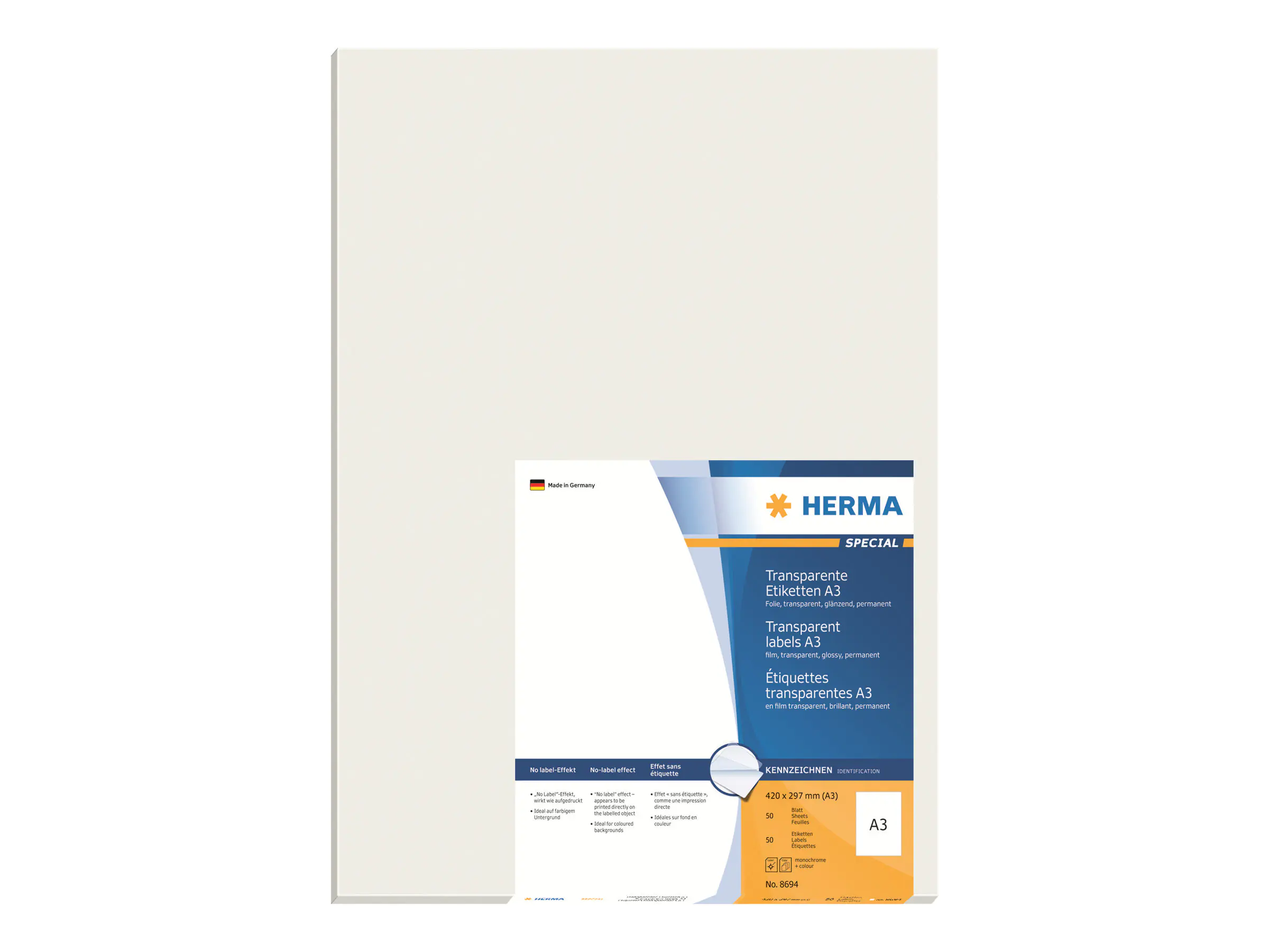 HERMA Etikett Premium 8694 297x420mm transparent 50 St./Pack.