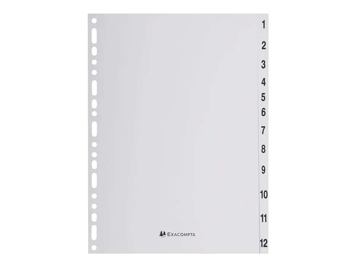 Exacompta Trennelement - 12 Teile - vorgedruckt: 1-12 - für A4 (210 x 297 mm) 1912