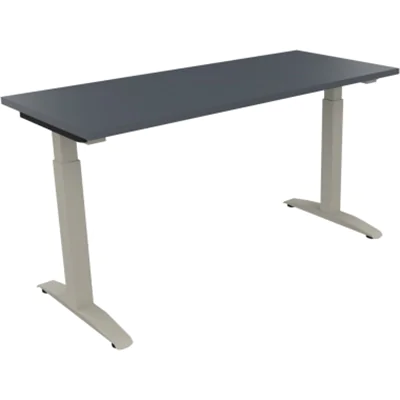 Schreibtisch Kufe Einzels. Quadrat B1400xT600xH650-850 si/Lavagrau Schreibtisch Kufe Einzels. Quadrat B1400xT600xH650-850 si/Lavagrau