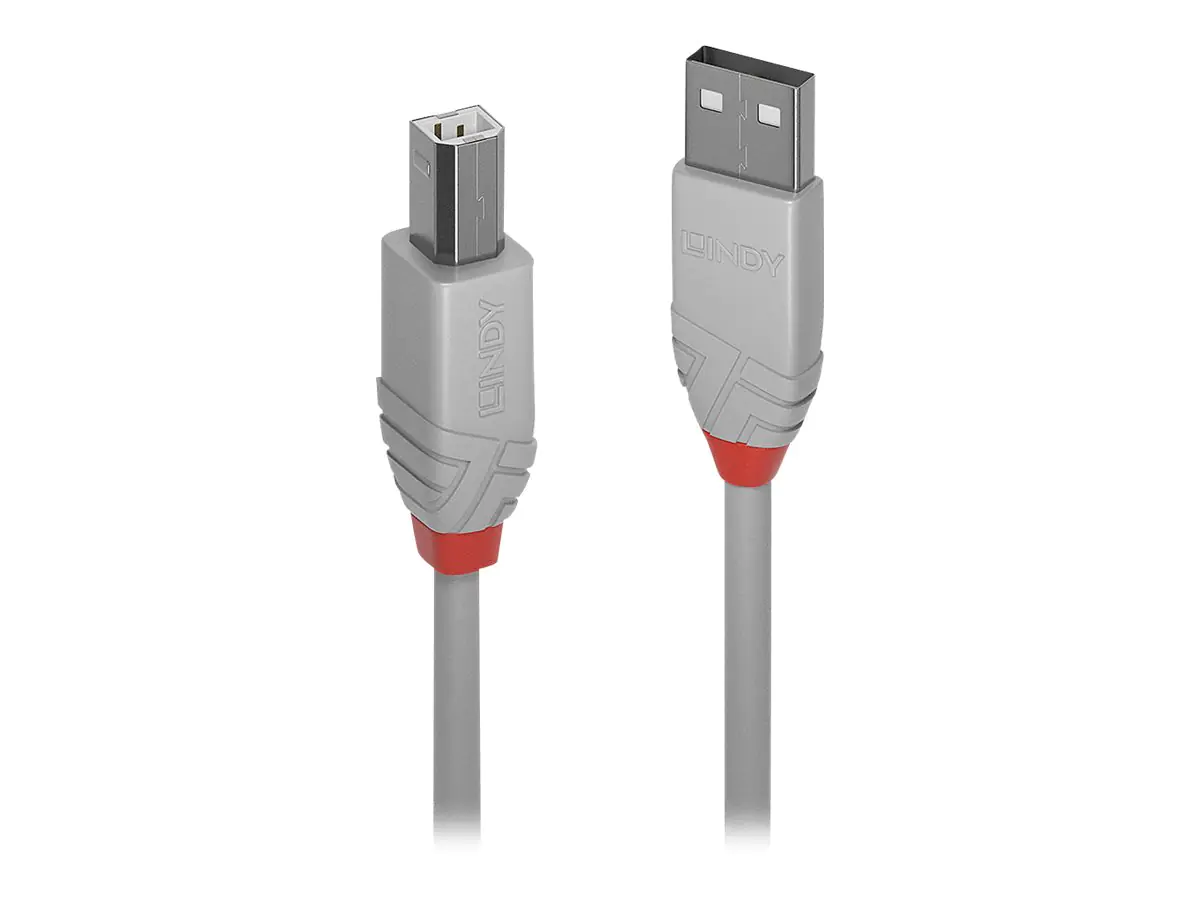 Lindy Anthra Line - USB-Kabel - USB (M) zu USB Typ B (M) - USB 2.0 - 50 cm - rund - Grau Lindy Anthra Line - USB-Kabel - USB (M) zu USB Typ B (M) - USB 2.0 - 50 cm - rund - Grau