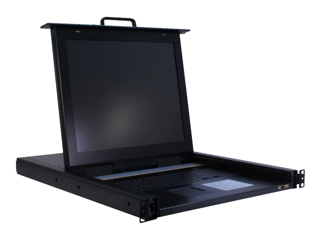 Inter-Tech KVM-1708 LED - KVM-Konsole mit KVM-Switch - 8 Anschlüsse - PS/2, USB - QWERTZ - 43.2 cm (17") - Rack - einbaufähig - 1280 x 1024 @ 75 Hz - 300 lm - 1000:1 - VGA