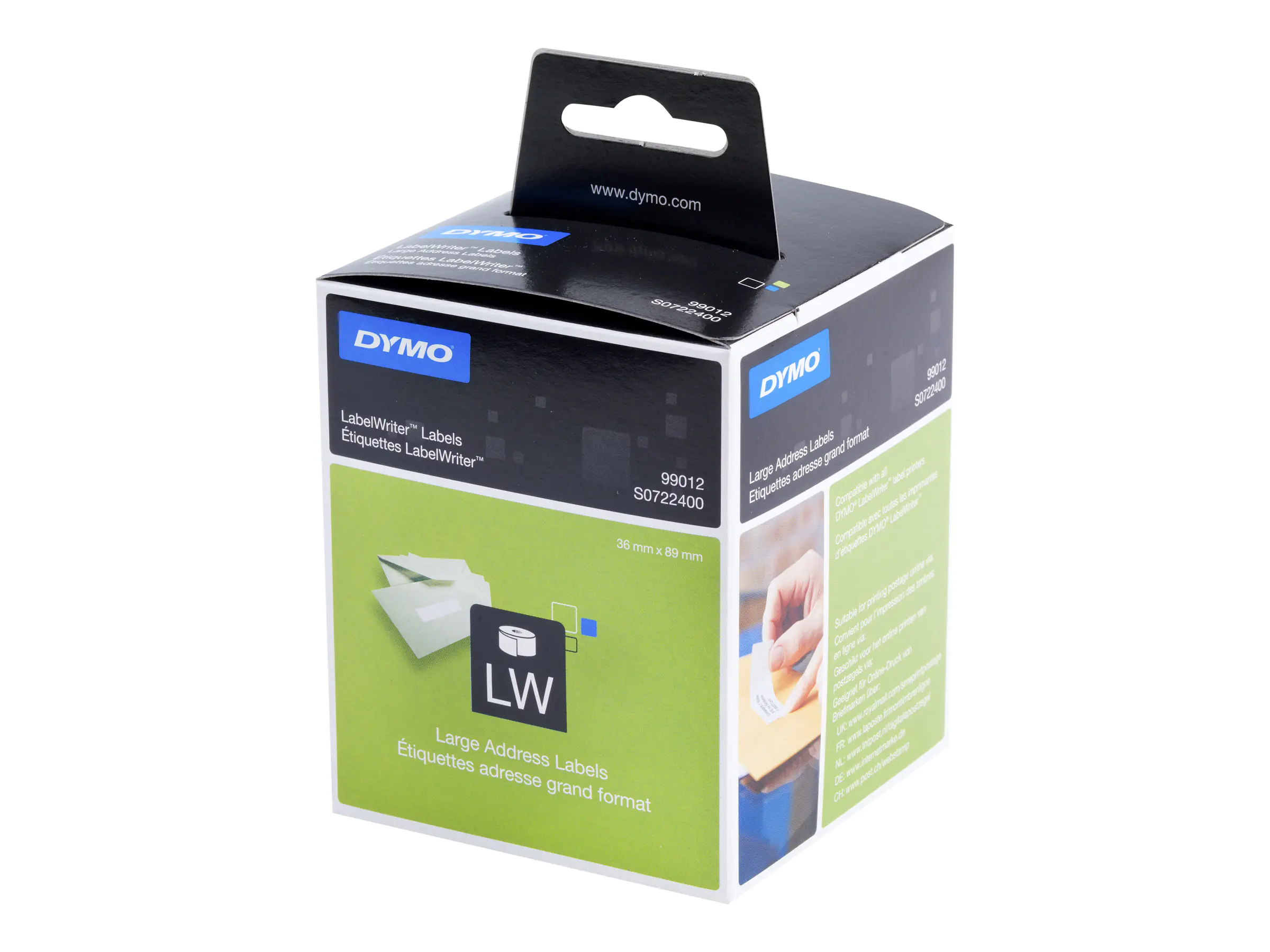 Dymo LabelWriter - Papier - permanenter Klebstoff - weiß - 36 x 89 mm 520 Etikett(en) (2 Rolle(n) S0722400