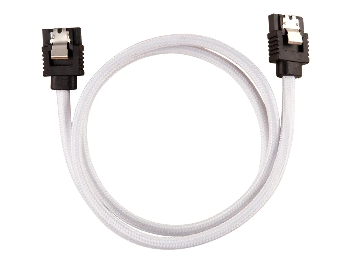CORSAIR Premium Sleeved - SATA-Kabel - Serial ATA 150/300/600 - SATA (M) gerade, verriegelt zu SATA (M) gerade, verriegelt - 60 cm - weiß (Packung mit 2)