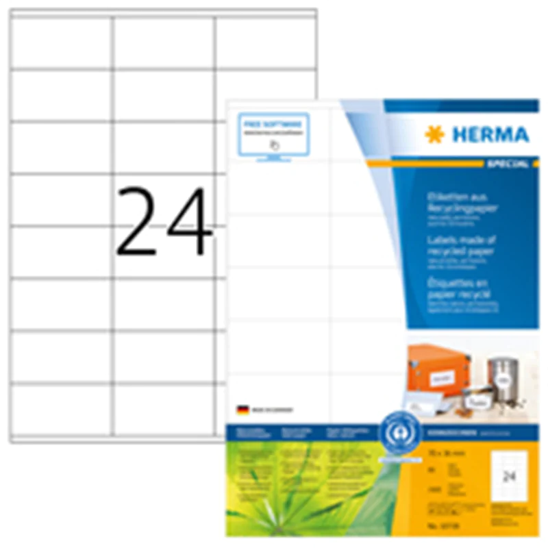 HERMA 10728, Weiß, Selbstklebendes Druckeretikett, Gestanztes Etikett, A4, Papier, Laser/Inkjet