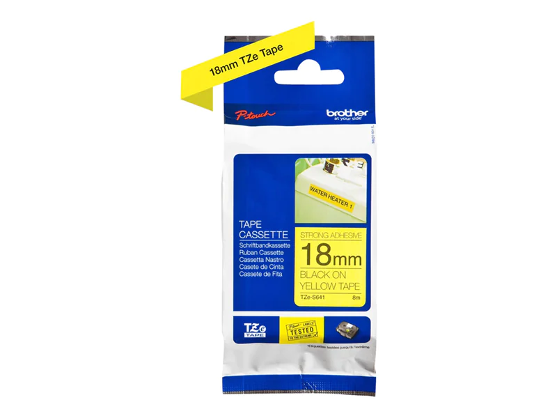 Brother TZe-S641 - Stark klebend - Schwarz auf Gelb - Rolle (1,8 cm x 8 m) TZES641