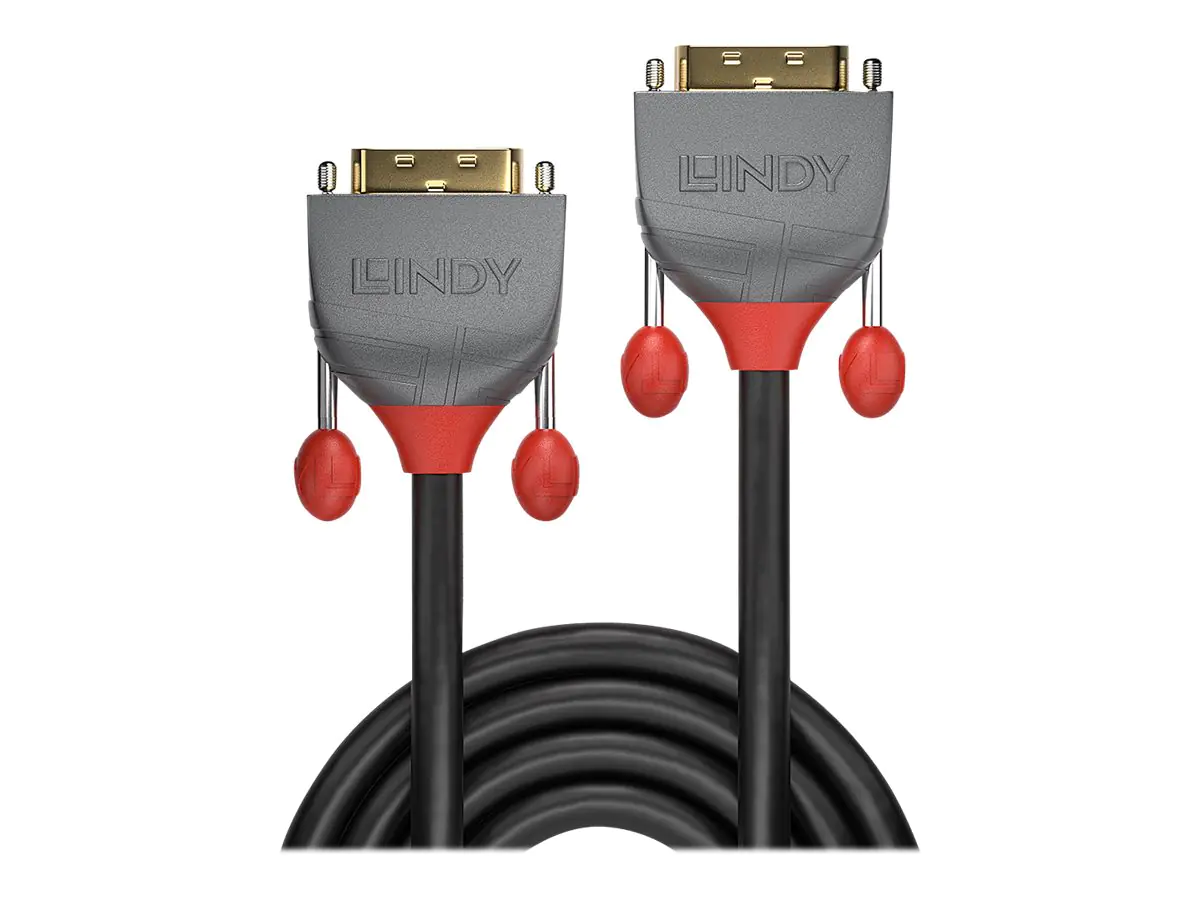 Lindy Anthra Line - DVI-Kabel - Dual Link - DVI-D (M) zu DVI-D (M) - 10 m - rund, Daumenschrauben - Schwarz