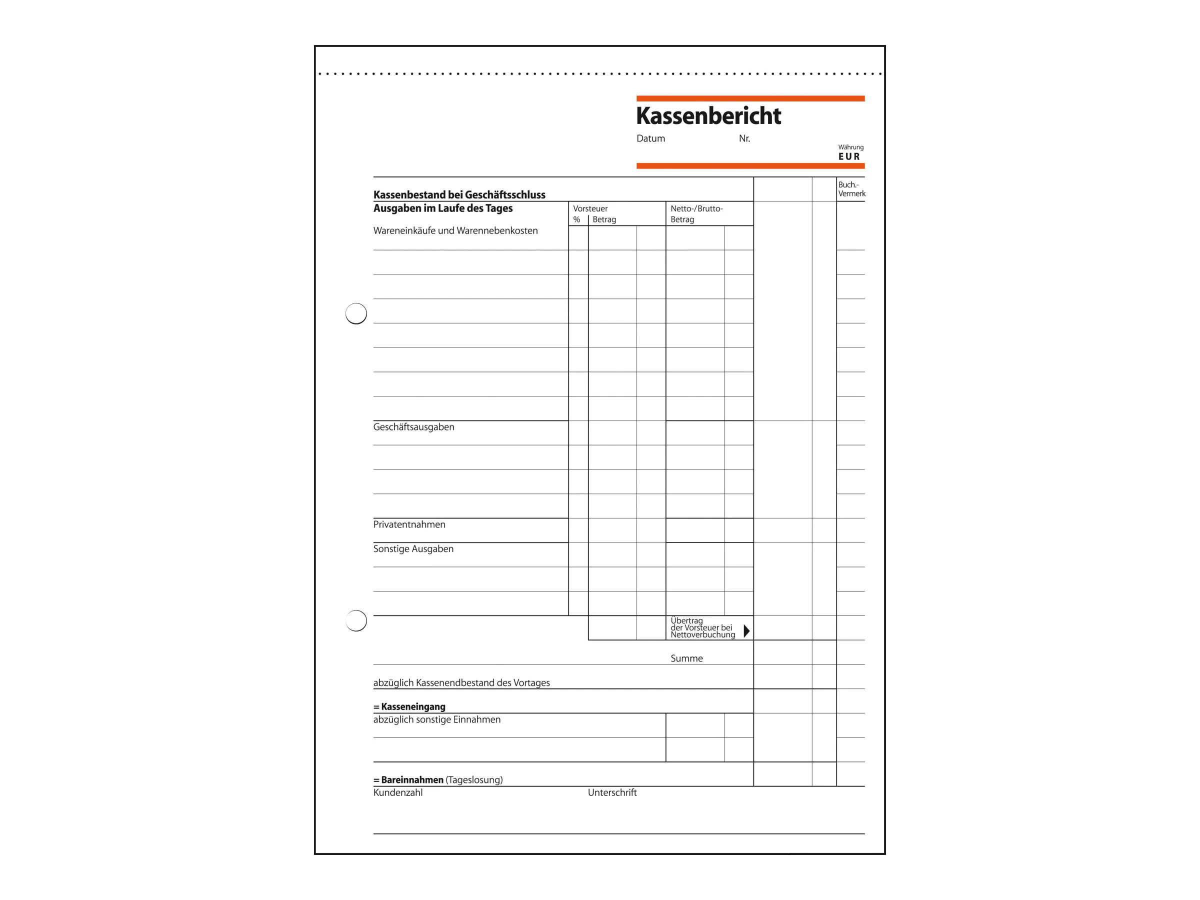 Sigel Kassenbericht - 50 Blatt - A5 (148 x KA515
