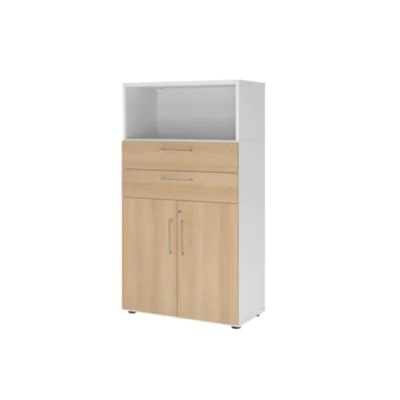 Hammerbacher Regalschrank FlexWall 800 x 1.452 x 417 mm (B x H x T) Flügeltür ohne Rollen Holz