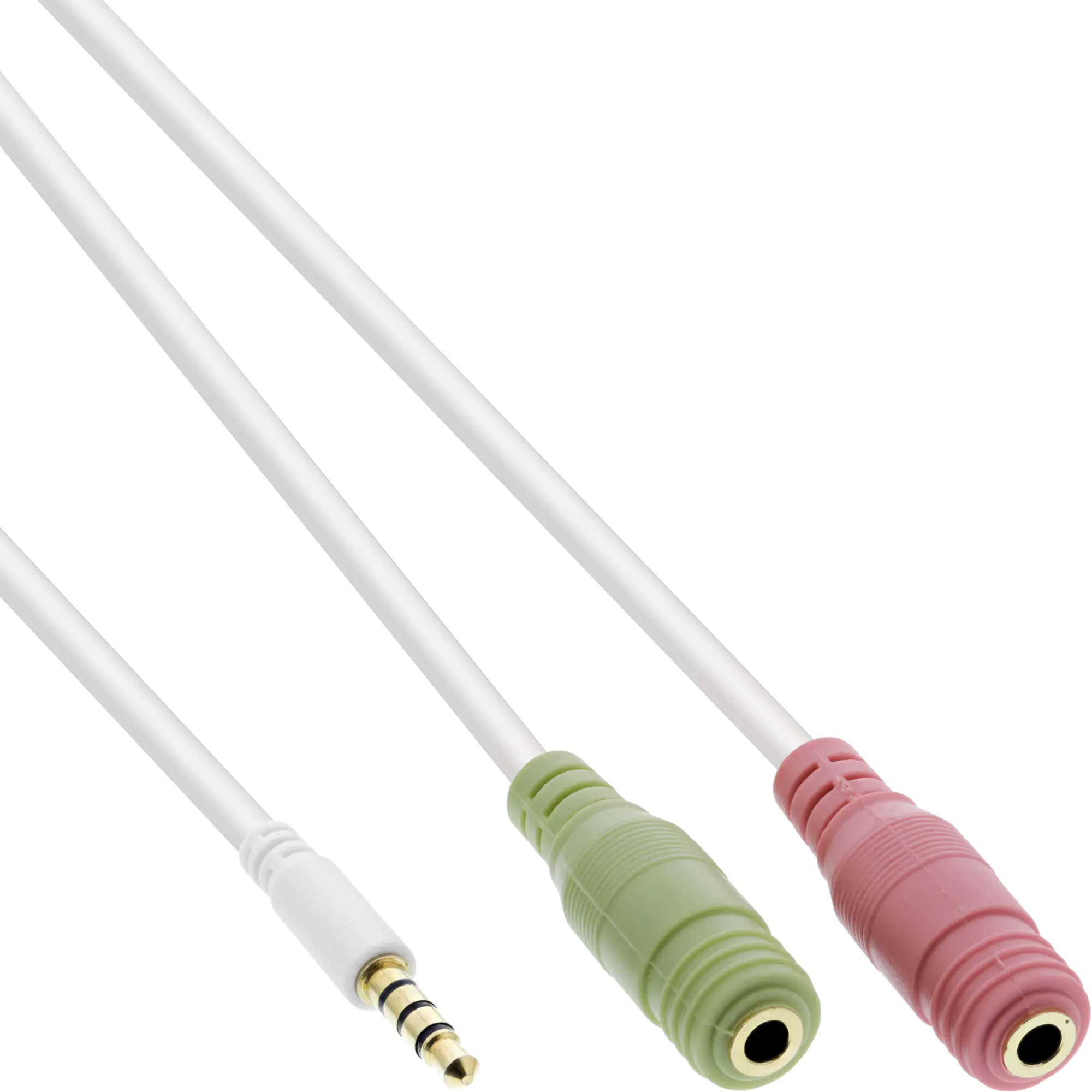 InLine Headset Adapterkabel - 3,5mm Stecker an 2x3,5mm Buchse - weiß - 1m 99301W