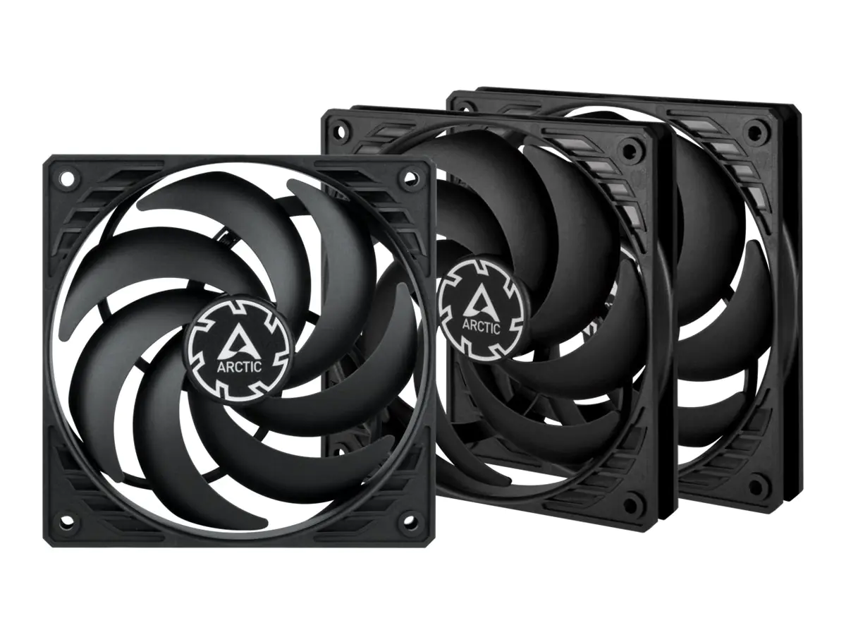 ARCTIC P12 Slim PWM PST - Gehäuselüfter - 120 mm - Schwarz (Packung mit 3)