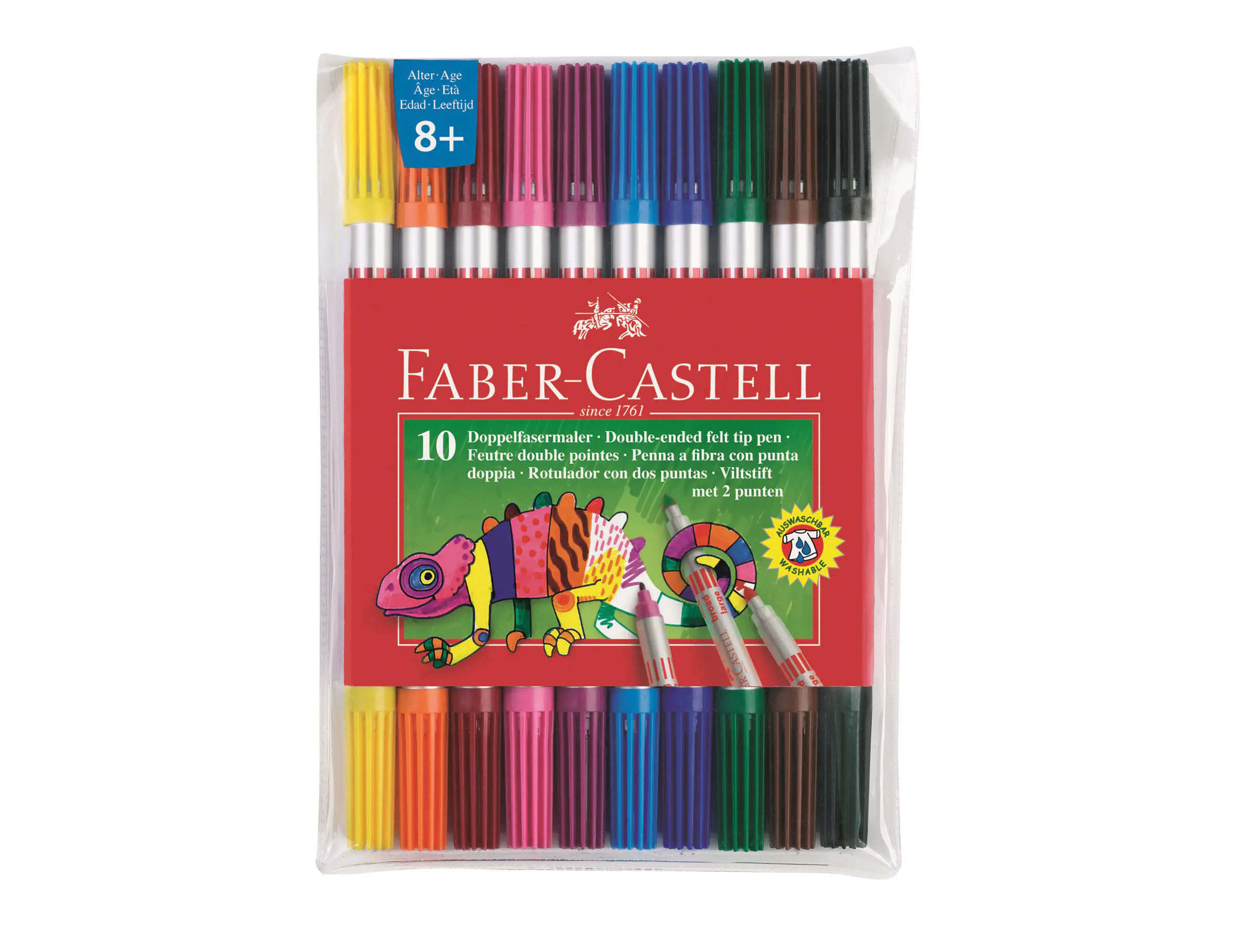 FABER-CASTELL Duo-Fasermaler - wasserbasierte Tinte - breit (Packung mit 10) 151110
