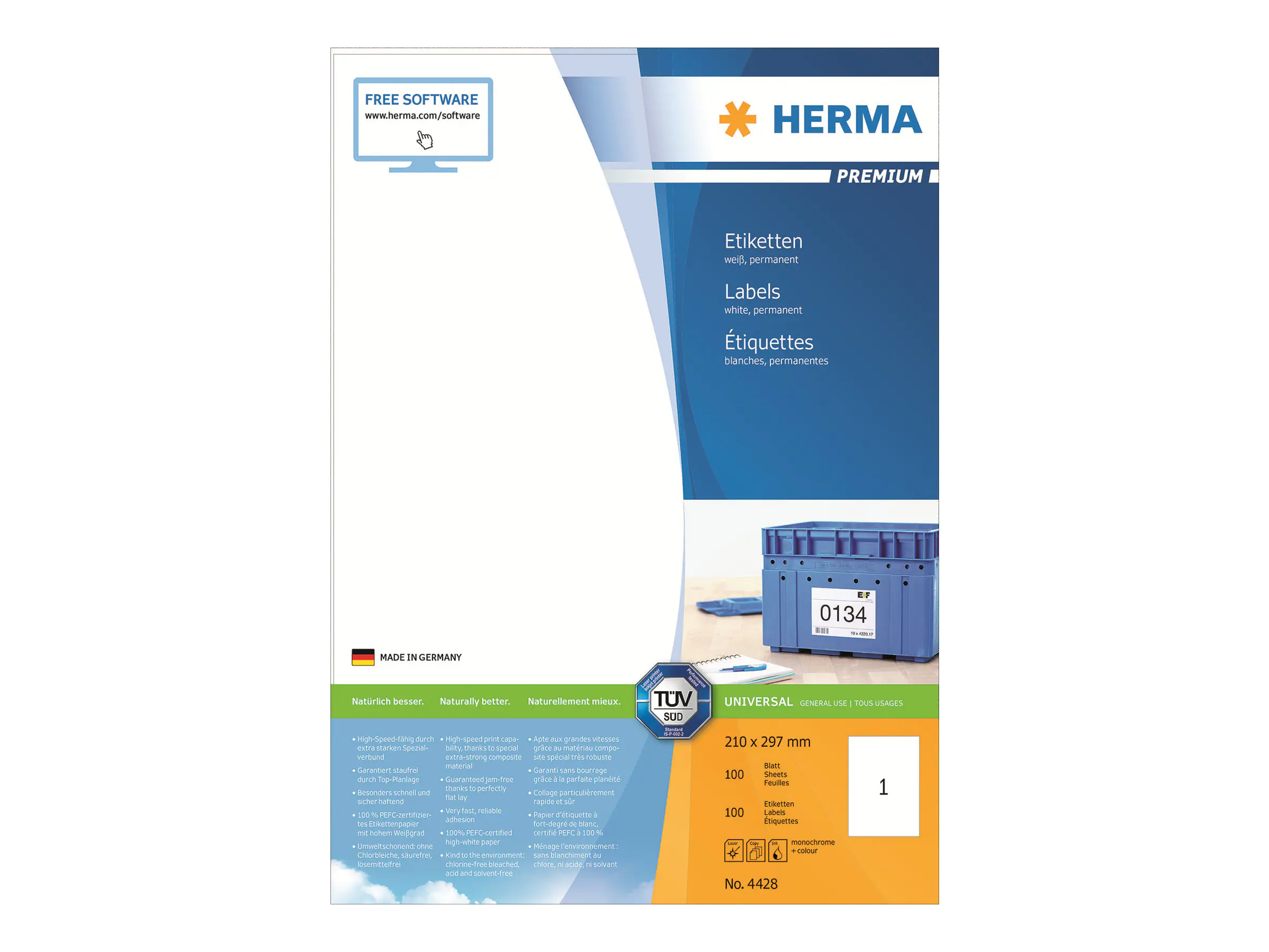 HERMA Premium - Papier - matt - permanent selbstklebend - weiß - A4 (210 x 297 mm) 4428