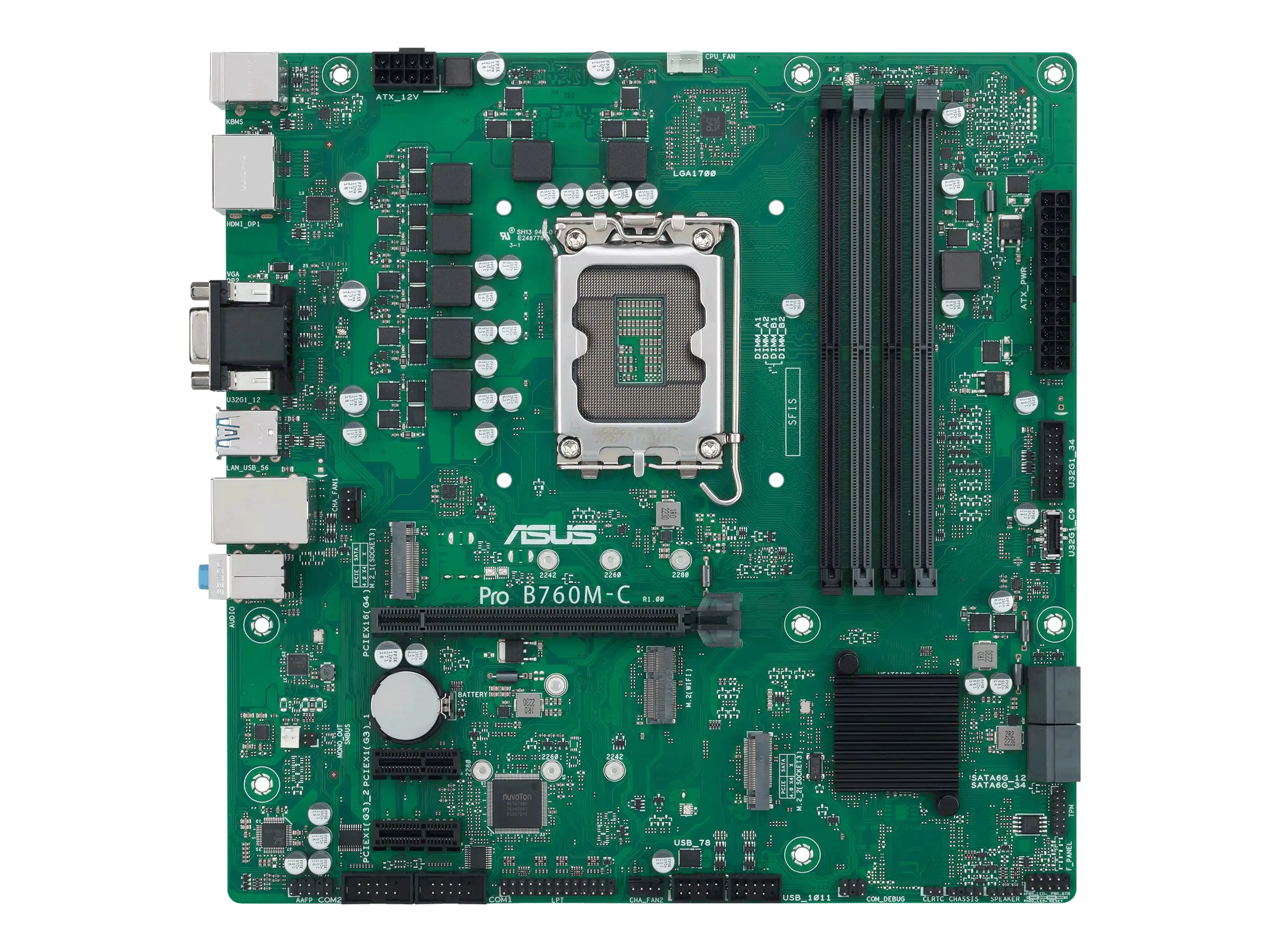 ASUS B760M-C-CSM - Motherboard - micro ATX - LGA1700 Sockel - B760 Chipsatz - USB 3.2 Gen 1 - Gigabit LAN - Onboard-Grafik (CPU erforderlich) 90MB1DX0-M0EAYC