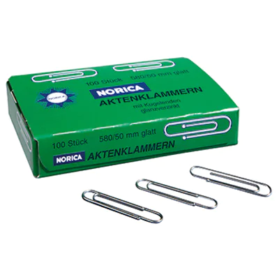 HANSAWERKE Norica Büroklammer 50mm glatt verzinkt 100 St./Pack. 2260