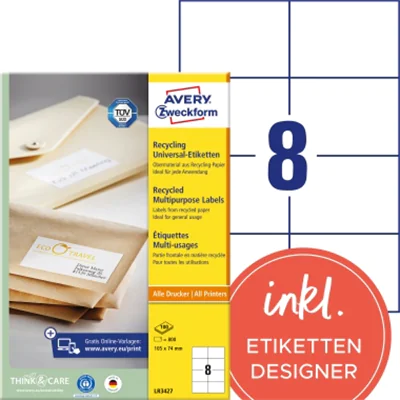 Avery Zweckform Etikett LR3427 RC 105x74mm 800St. Avery Zweckform Etikett LR3427 RC 105x74mm 800St.