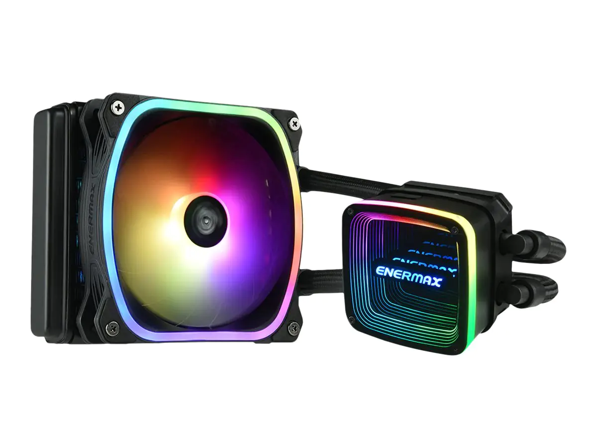 Enermax Aquafusion ADV series ELC-AQFA120-SQA - Prozessor-Flüssigkeitskühlsystem - 120 mm cpu-Flüssigkeitskühler - (für: LGA1366, AM3+, LGA2011, FM1, FM2+, LGA2011-3, AM4, LGA2066, LGA1200, LGA1700, AM5, LGA115x Socket) - Kupfer-Kälteplatte - 120 mm