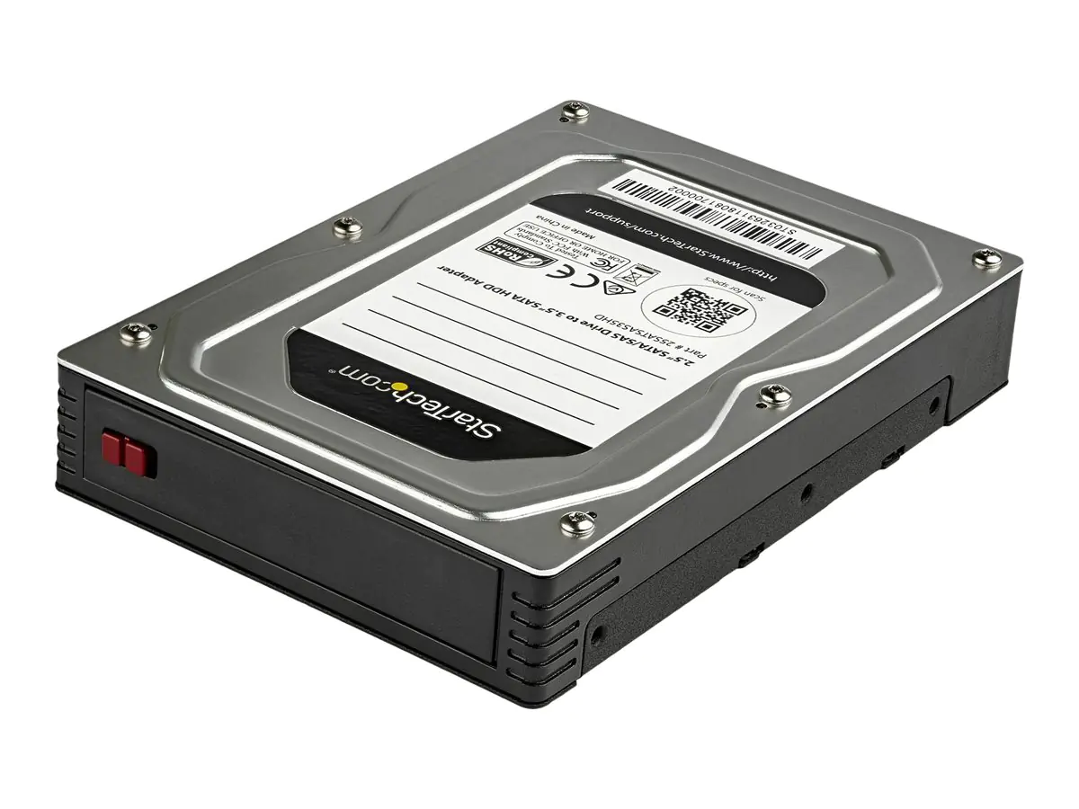 StarTech 2,5" auf 3,5" Festplatten Adapter - für SATA und SAS SSDs/ HDDs - 2,5 Zoll Festplattenadapter - Speichergehäuse - 2.5" (6.4 cm) - SATA 6Gb/s / SAS 6Gb/s - SAS 6Gb/s, SATA 6Gb/s - Schwarz, Silber