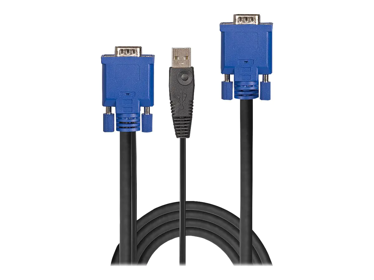 Lindy - Tastatur- / Video- / Maus- (KVM-) Kabel - USB, HD-15 (VGA) (M) zu HD-15 (VGA) (M) - 3 m - 1920 x 1200 (WUXGA) 60 Hz Support - Schwarz
