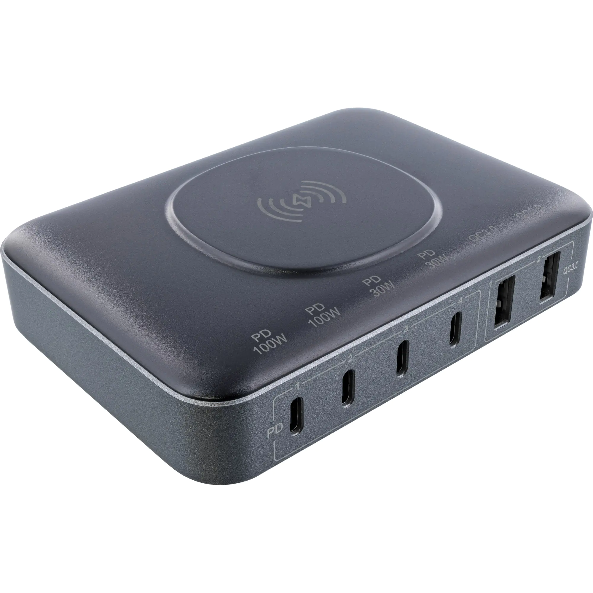 InLine Qi Powerstation Multiport Netzteil - 4x USB-C - 2x USB-A - GaN - 100W 31517K