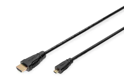ASSMANN - HDMI-Kabel mit Ethernet - 19 pin micro HDMI Type D männlich zu HDMI männlich - 1 m - Dreifachisolierung - Schwarz