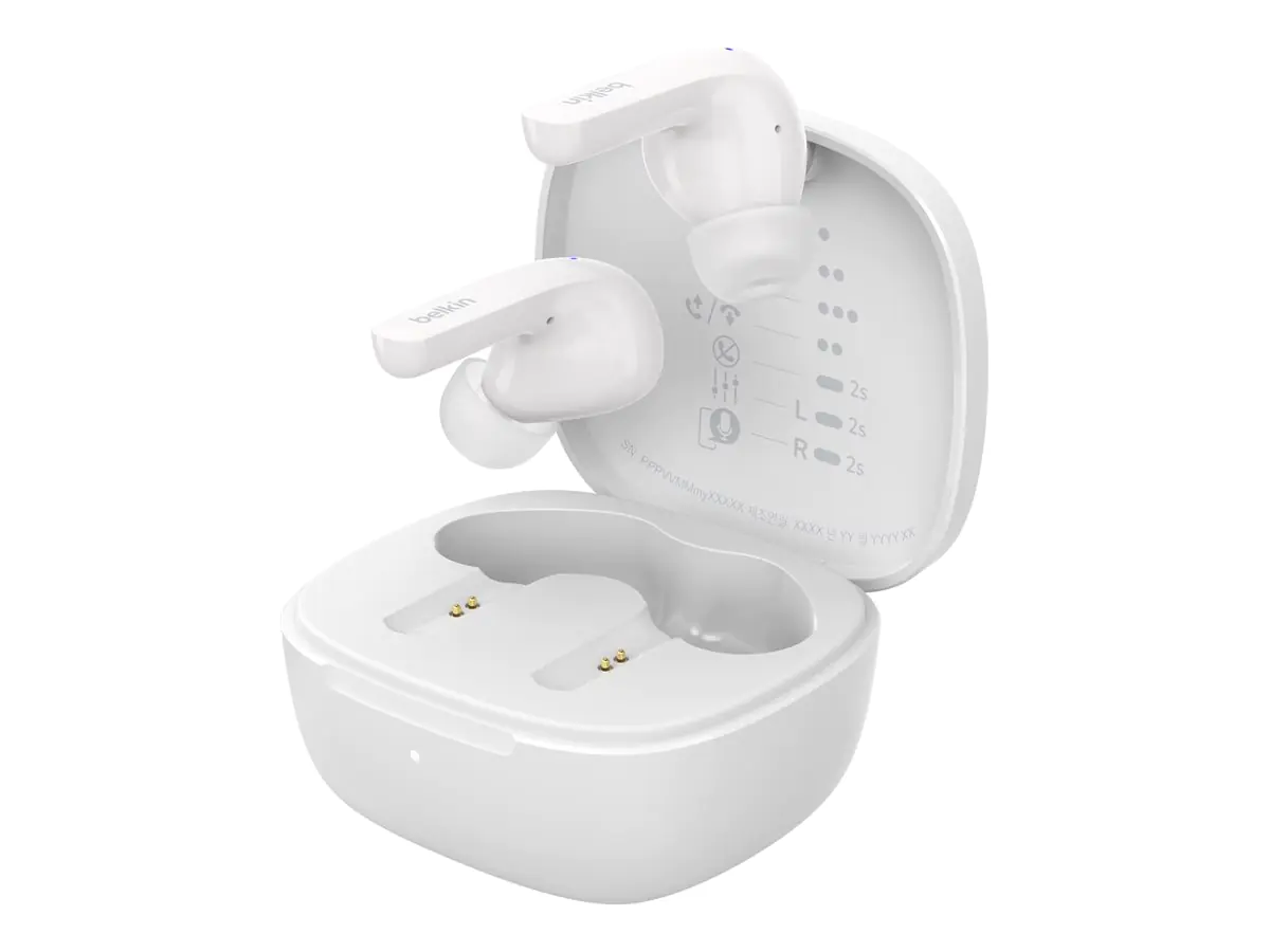 Belkin SoundForm Motion - True Wireless-Kopfhörer mit Mikrofon - im Ohr - Bluetooth - aktive Rauschunterdrückung - Geräuschisolierung - weiß