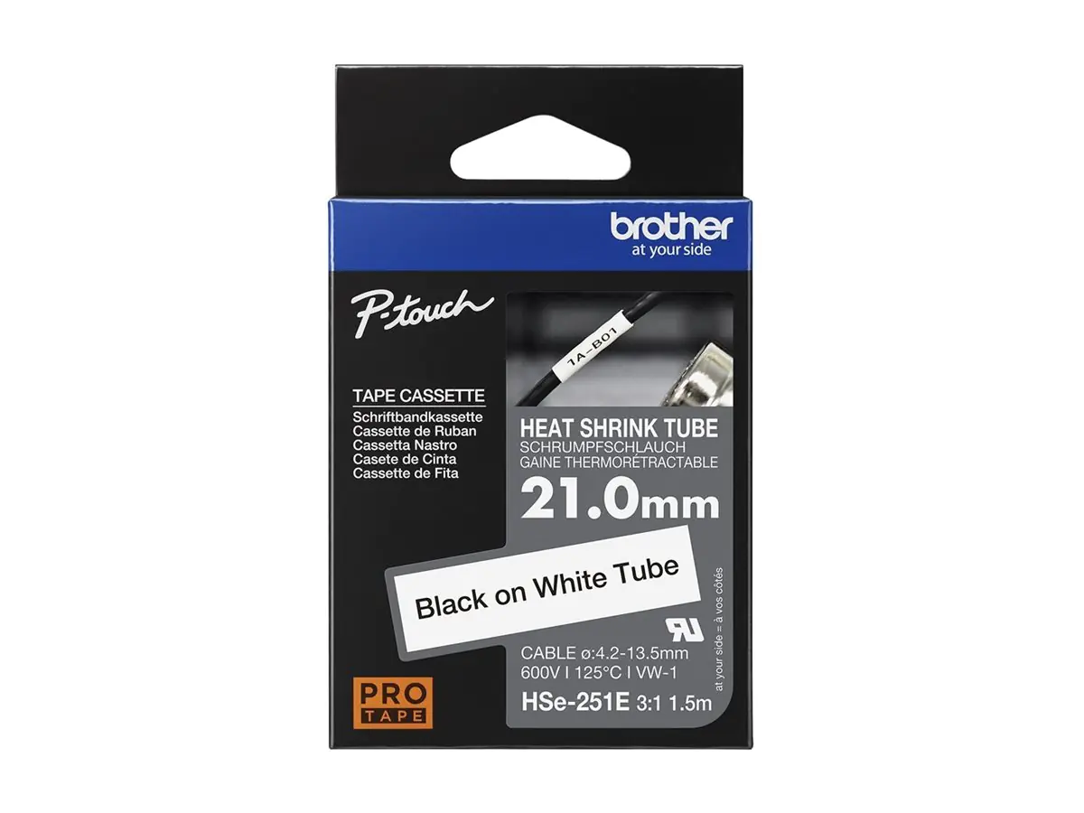 Brother HSe-251E - Schwarz auf Weiß - Rolle (2,1 cm x 1,5 m) HSE251E