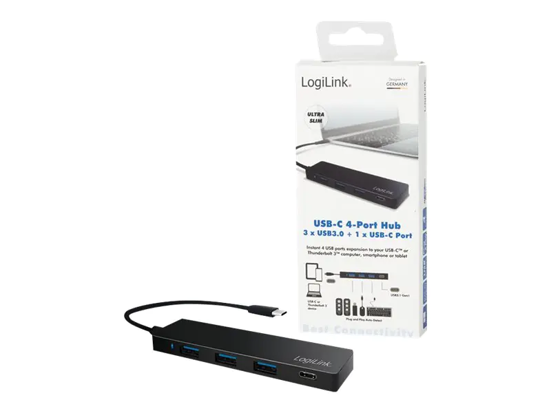 LogiLink Ultra-slim USB-C 3.1 hub - Hub - 3 x SuperSpeed USB 3.0 + 1 x USB-C - Desktop