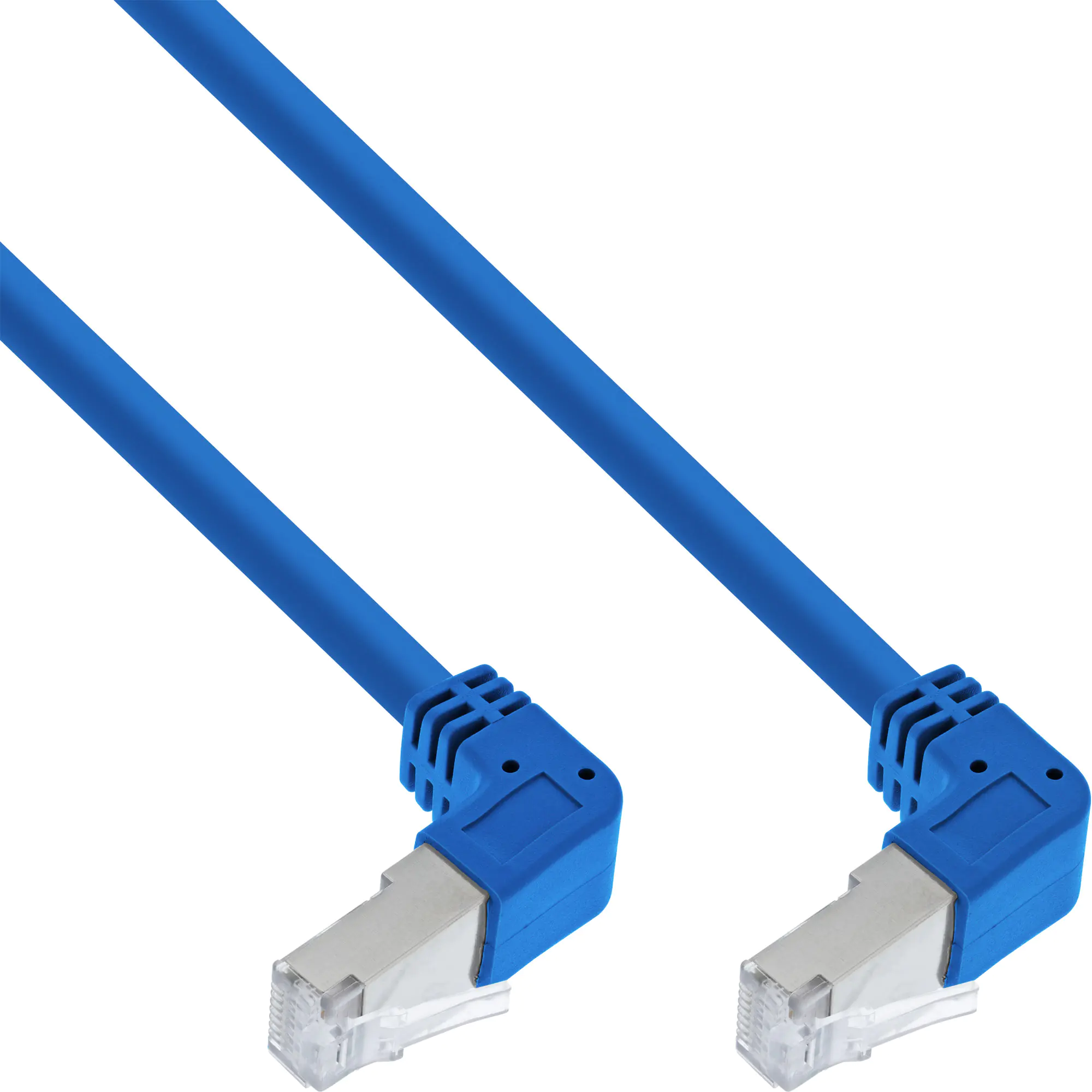 InLine Patchkabel 2-seitig unten gewinkelt - S/FTP - Cat.6 - 250MHz - blau - 1,5m S-76602BU-1.5