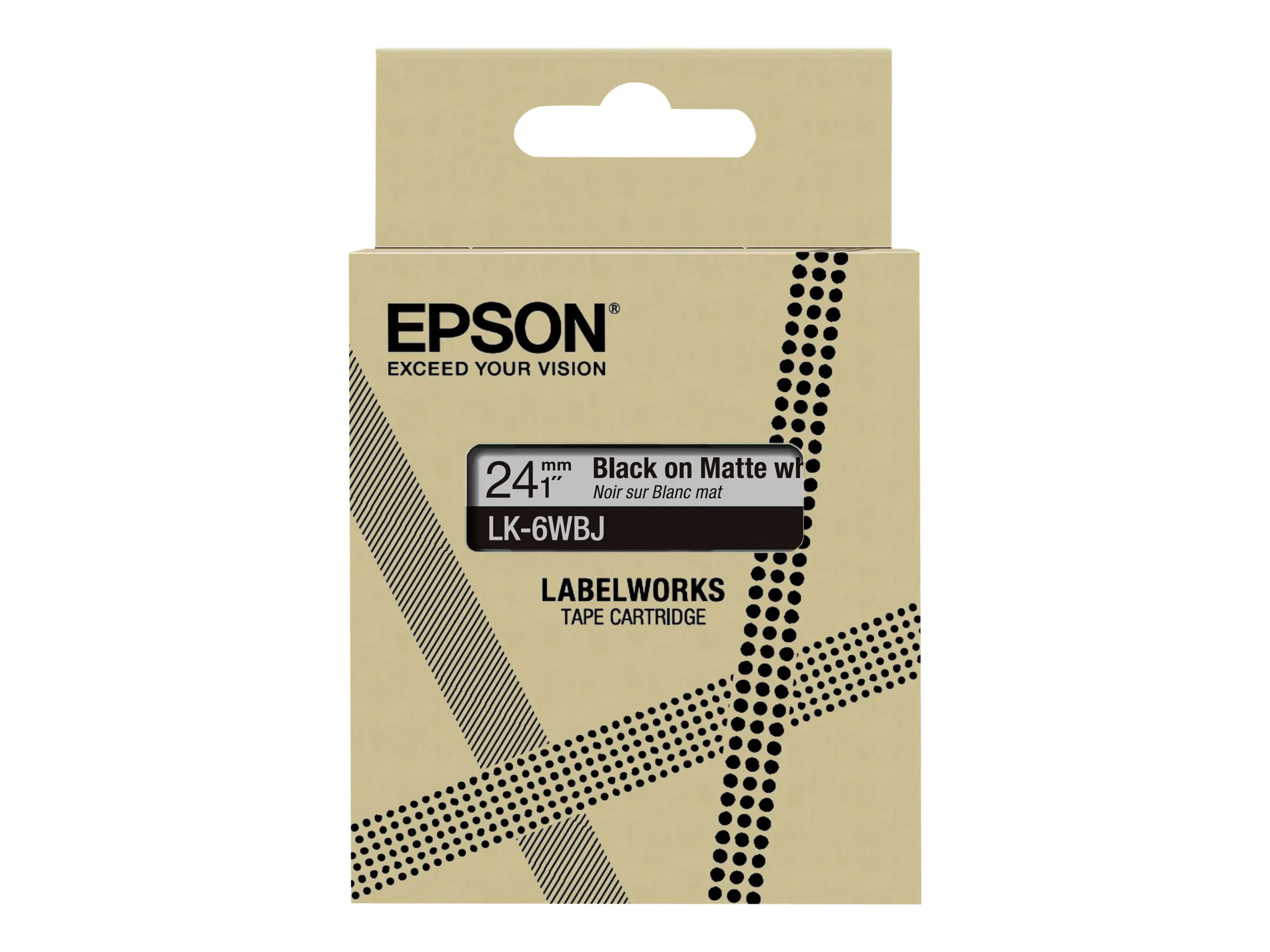 Epson LabelWorks LK-6WBJ - Schwarz auf matt Weiß - Rolle (2,4 cm x 8 m)