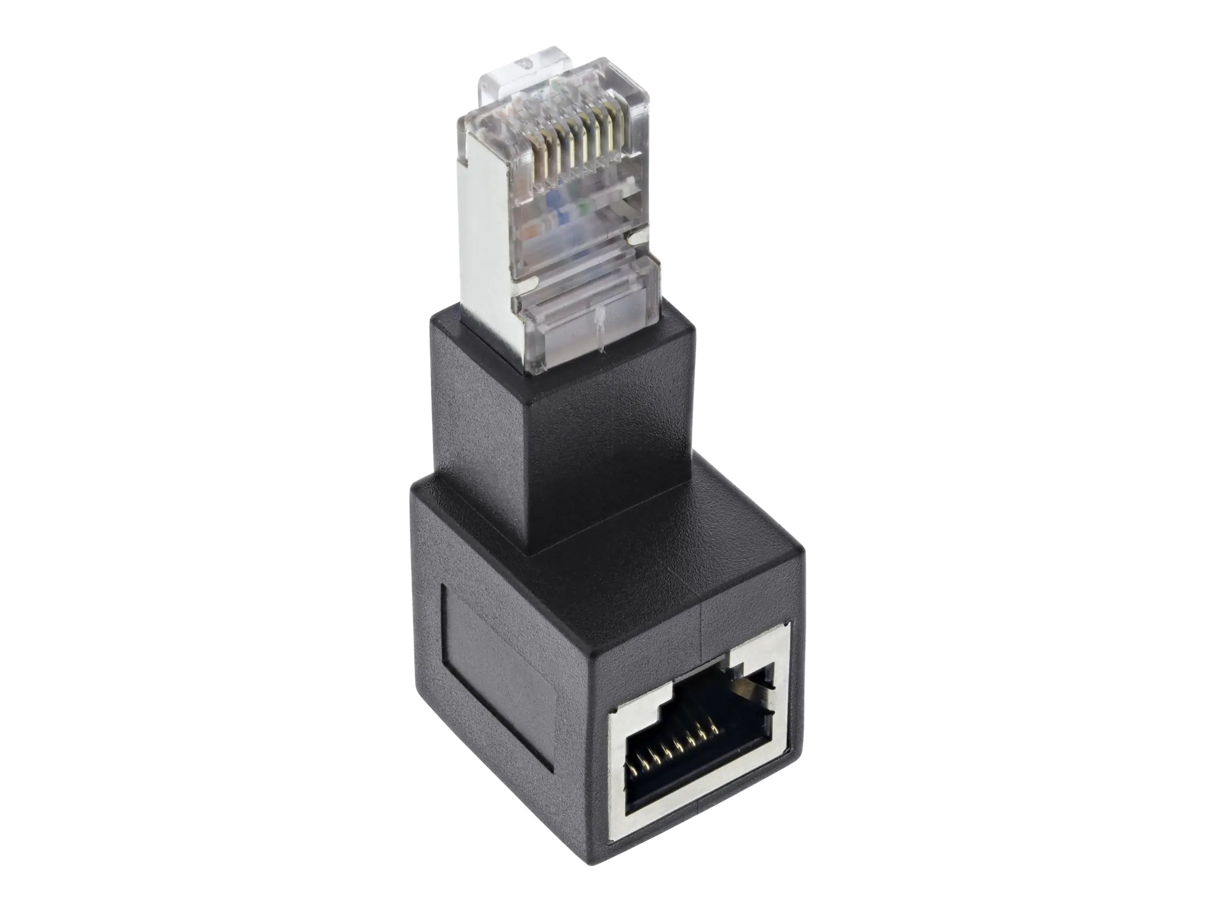 InLine Patchkabel-Adapter Cat.6A - RJ45 Stecker/Buchse - 90° nach unten gewinkelt 69991B