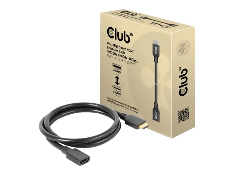 Club 3D - Ultra High Speed - HDMI-Verlängerungskabel - HDMI männlich zu HDMI weiblich - 1 m - 4K Unterstützung