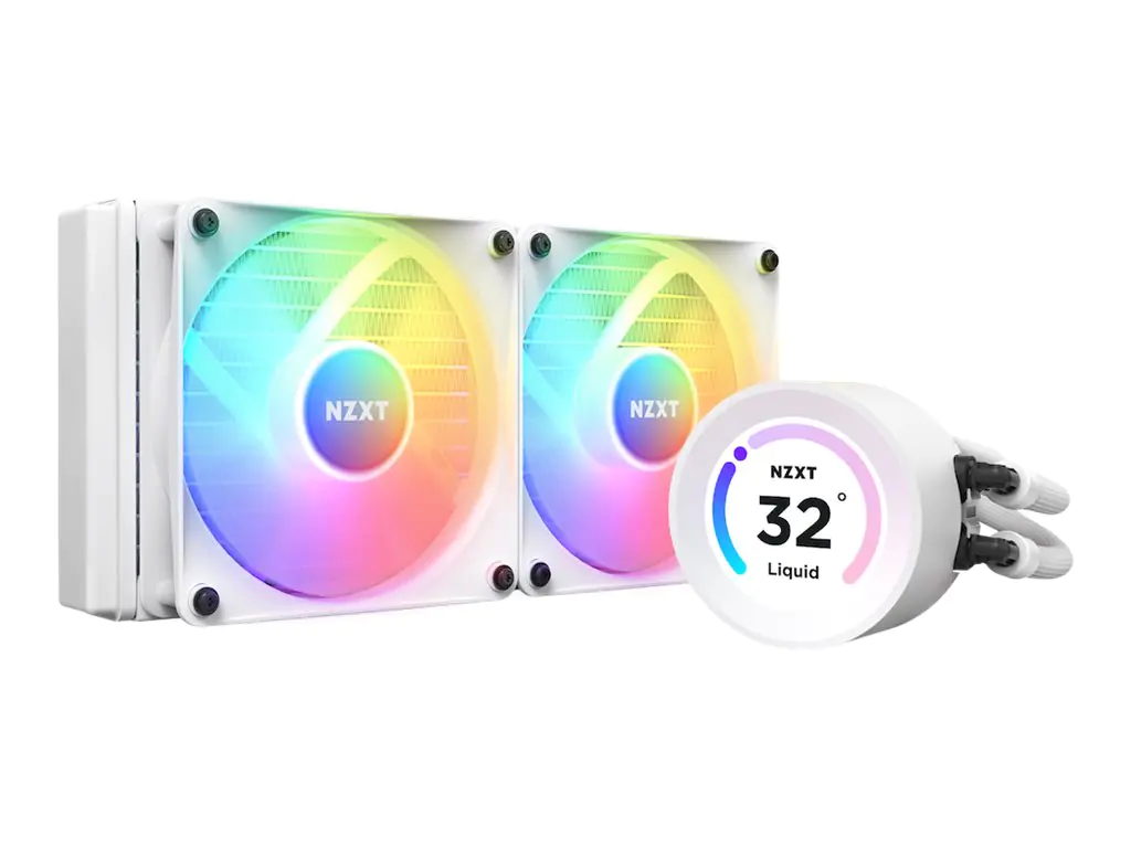 NZXT Kraken Elite 240 RGB - Prozessor-Flüssigkeitskühlsystem - mit LCD-Display - (für: LGA1700, LGA1200, LGA115x Socket, AM4, AM5) - Kupfer - 120 mm - Mattes Weiß