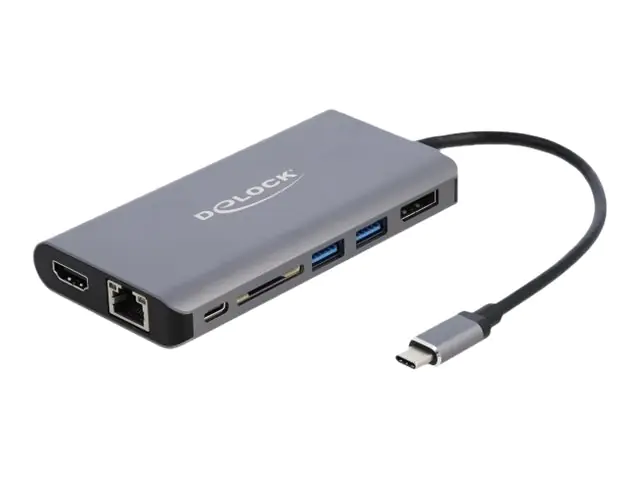 DeLOCK - Externer Videoadapter - USB-C 3.1 Gen 1 - HDMI, DisplayPort, RJ-45, USB 3.0 - Grau - retail DeLOCK - Externer Videoadapter - USB-C 3.1 Gen 1 - HDMI, DisplayPort, RJ-45, USB 3.0 - Grau - retail