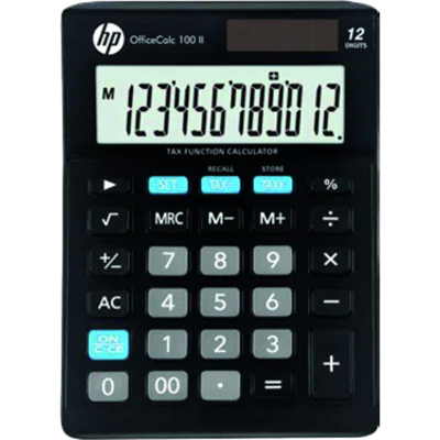 HP OfficeCalc 100, Desktop, Finanzrechner, 10 Ziffern, 1 Zeilen, Batterie/Solar, Schwarz F2220AA
