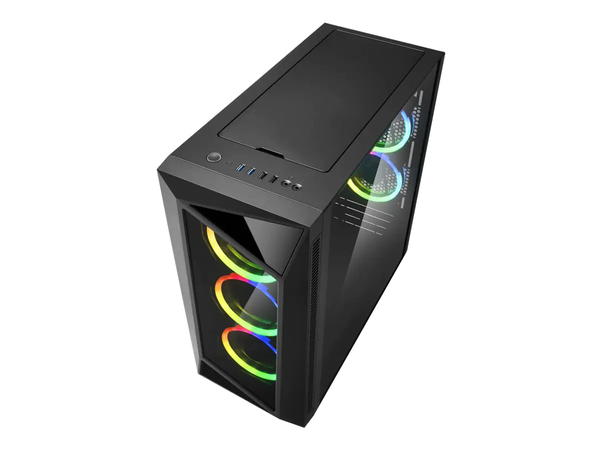 Sharkoon REV200 - Tower - ATX - Seitenteil mit Fenster (gehärtetes Glas) - keine Spannungsversorgung - USB/Audio