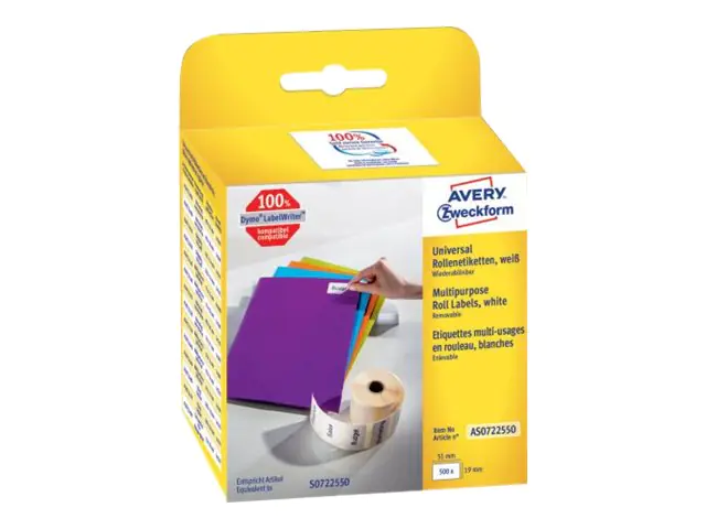 Avery Zweckform Avery - Papier - entfernbarer Klebstoff - weiß - 19 x 51 mm 500 Etikett(en) (1 Rolle(n) AS0722550