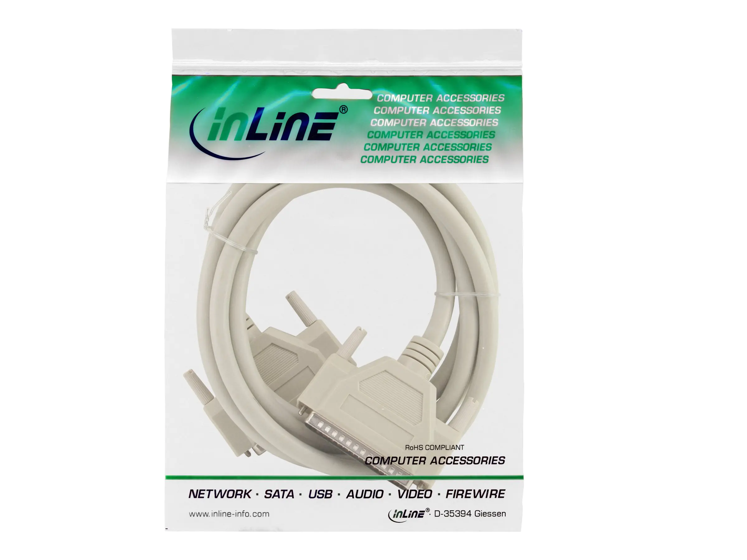 InLine Serielles Kabel - 37pol Stecker / Stecker - vergossen - 1:1 belegt - 1m 37371