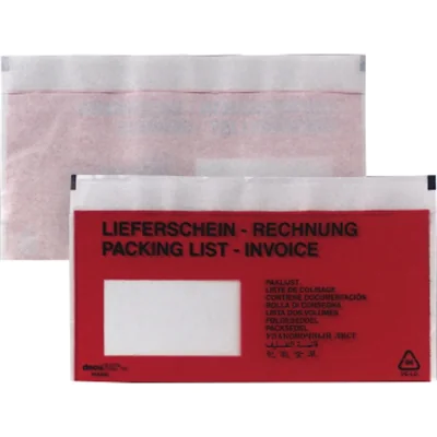 BONG Dokumententasche Lieferschein/Rechnung DIN lang 110 x 240 mm (B x H) Polyethylen rot 1.000 St./Pack. BONG Dokumententasche Lieferschein/Rechnung DIN lang 110 x 240 mm (B x H) Polyethylen rot 1.000 St./Pack.