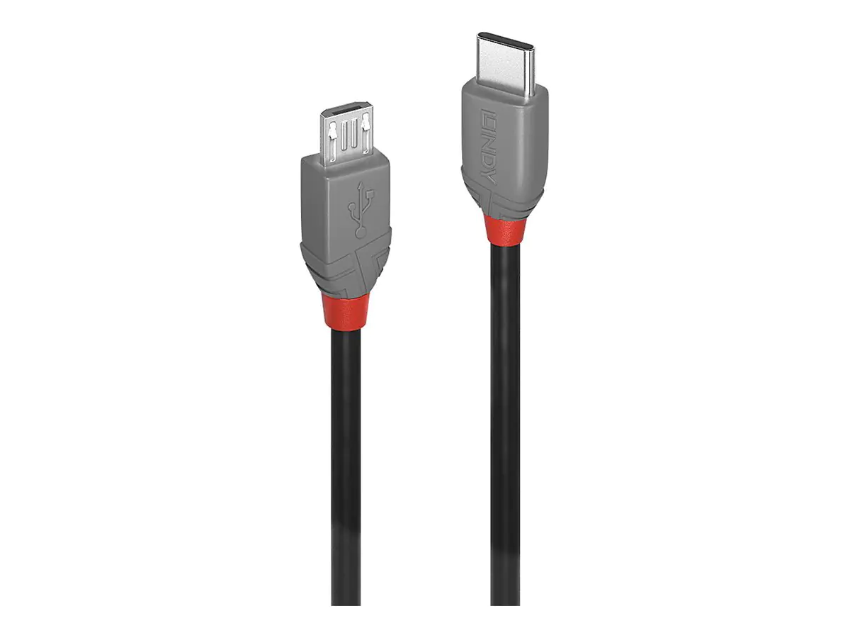 Lindy Anthra Line - USB-Kabel - 24 pin USB-C (M) zu Micro-USB Typ B (M) - USB 2.0 - 2 m - rund - Schwarz
