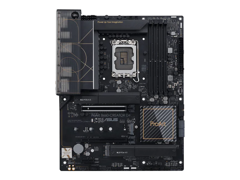 ASUS ProArt B660-CREATOR D4 - Motherboard - ATX - LGA1700-Sockel - B660 Chipsatz - USB 3.2 Gen 2, USB-C 3.2 Gen 2x2, USB 3.2 Gen 1 - Gigabit LAN, 2.5 Gigabit LAN - Onboard-Grafik (CPU erforderlich) - HD Audio (8-Kanal)