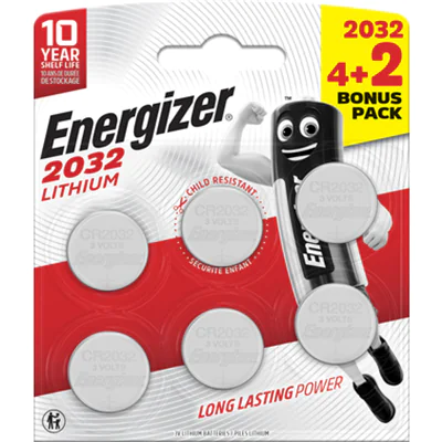 Energizer® Knopfzelle Lithium CR2032 3V 6 St./Pack. Energizer® Knopfzelle Lithium CR2032 3V 6 St./Pack.