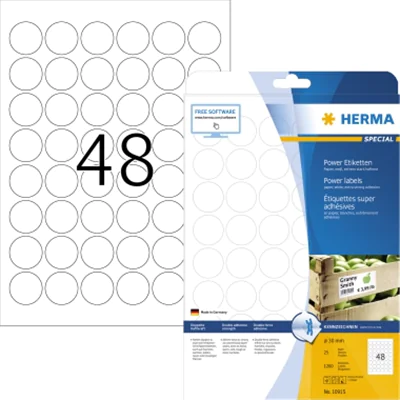 HERMA Etiketten A4 weiß rund extrem haftend 1200 St. - Etiketten/Beschriftungsbänder - A4 10915