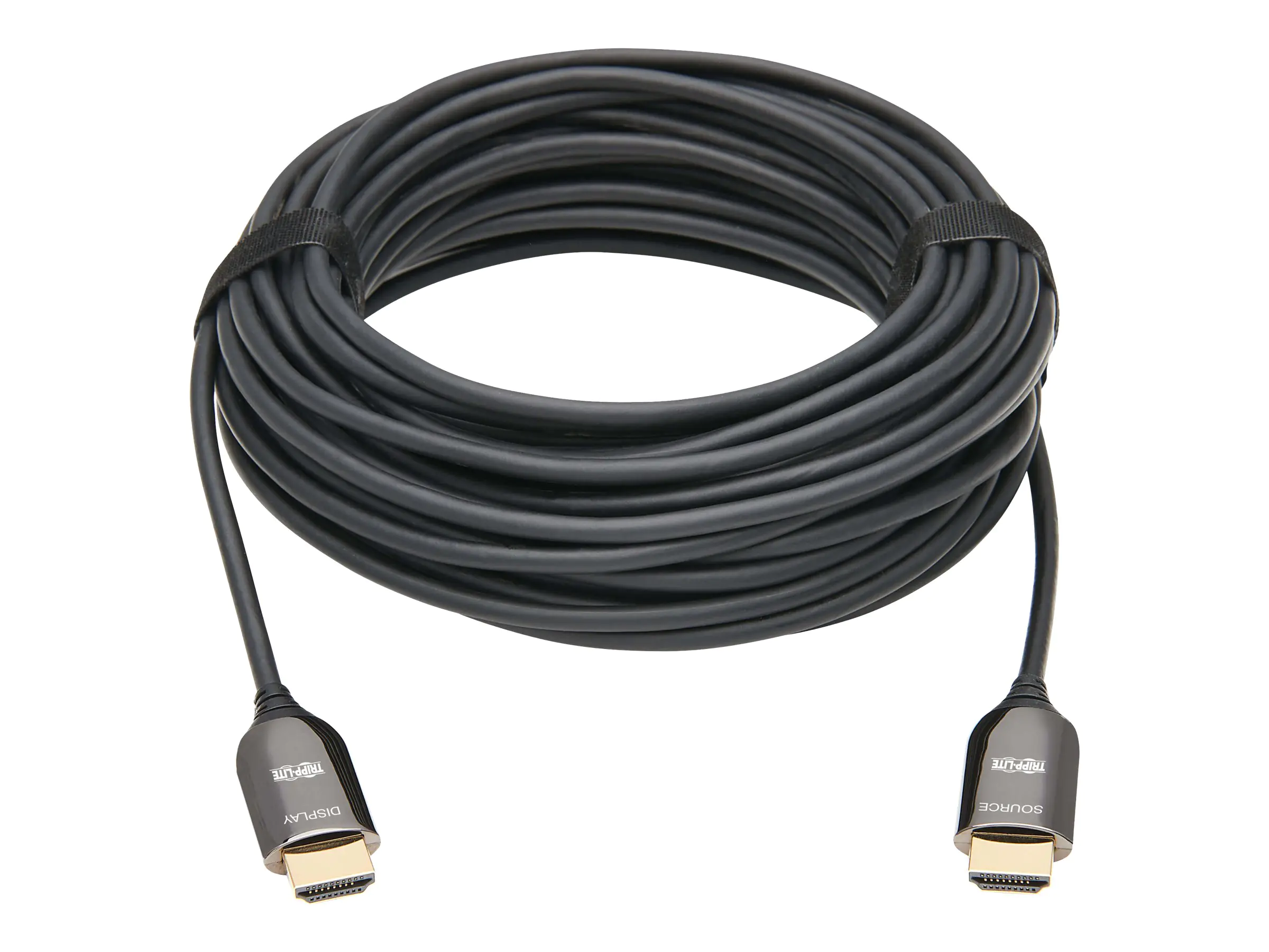 Tripp Lite Fiber Active Optical Cable (AOC) 8K HDMI Plenum-Rated - UHD @ 60 Hz, HDR, M/M, Black, 15 m - Ultra High Speed - HDMI-Kabel mit Ethernet - HDMI männlich zu HDMI männlich - 15 m - Schwarz - Plenum, Active Optical Cable (AOC), unterstützt 8K UHD ( Tripp Lite Fiber Active Optical Cable (AOC) 8K HDMI Plenum-Rated - UHD @ 60 Hz, HDR, M/M, Black, 15 m - Ultra High Speed - HDMI-Kabel mit Ethernet - HDMI männlich zu HDMI männlich - 15 m - Schwarz - Plenum, Active Optical Cable (AOC), unterstützt 8K UHD (