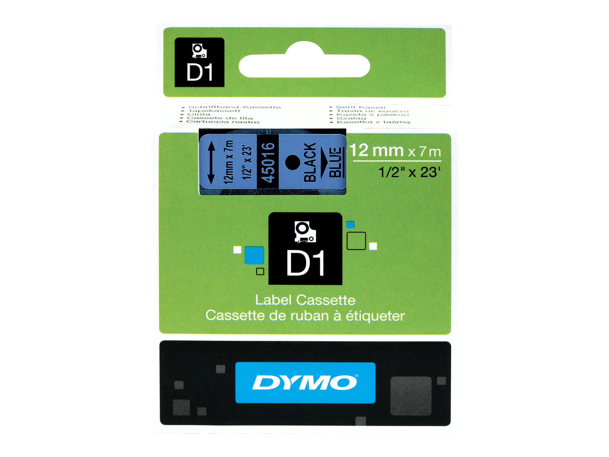 Dymo D1 - Selbstklebend - Schwarz auf Blau - Rolle (1,2 cm x 7 m) S0720560