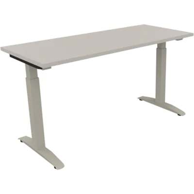 Schreibtisch Kufe Einzels. Quadrat B1400xT600xH650-850 si/Lichtgrau Schreibtisch Kufe Einzels. Quadrat B1400xT600xH650-850 si/Lichtgrau