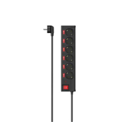 Hama 00223158, 1,4 m, Schwarz, Kabelgebunden, 6 AC-Ausgänge, 3680 W, 550 mm
