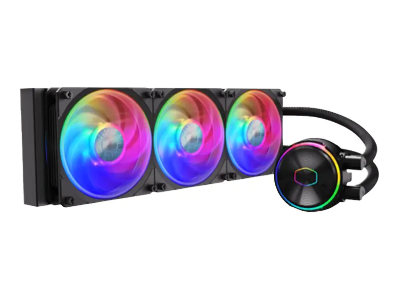 CoolerMaster MasterLiquid PL360 FLUX - Prozessor-Flüssigkeitskühlsystem - Kühlergröße: 360 mm - (für: LGA1156, AM2, AM2+, AM3, LGA1155, AM3+, LGA2011, FM1, FM2, LGA1150, FM2+, LGA2011-3, LGA1151, AM4, LGA2066, TR4, LGA1200, LGA1700) - 120 mm - Schwarz