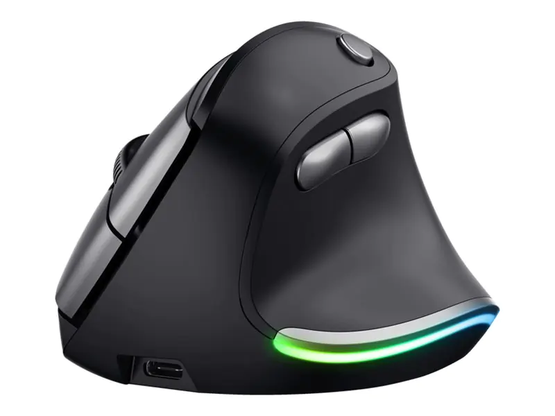 Trust Bayo - Vertikale Maus - ergonomisch - Für Rechtshänder - optisch - 6 Tasten - kabellos - 2.4 GHz - kabelloser Empfänger (USB) 24731